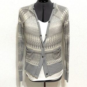 Anthropologie Postmark Woman WOOL Grey Button Down Cardigan Sweater Size S